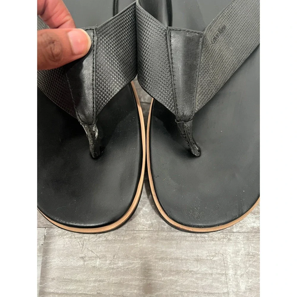 Calvin Klein Thong Sandals Mens Black Sandals Deano Style Flip Flops Size 11